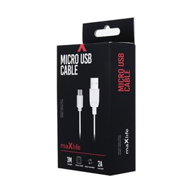 Datový kabel USB Maxlife microUSB 3m bílý